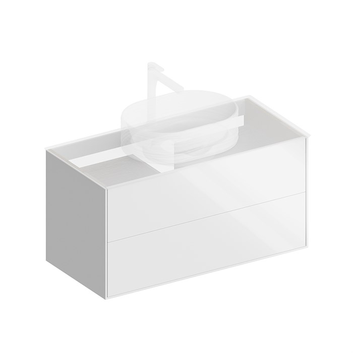 PLB.M.100.2/WHT.V Тумба PLAZA Modern подвесная 100, 2 ящика, белая глянцевая - фото 80138