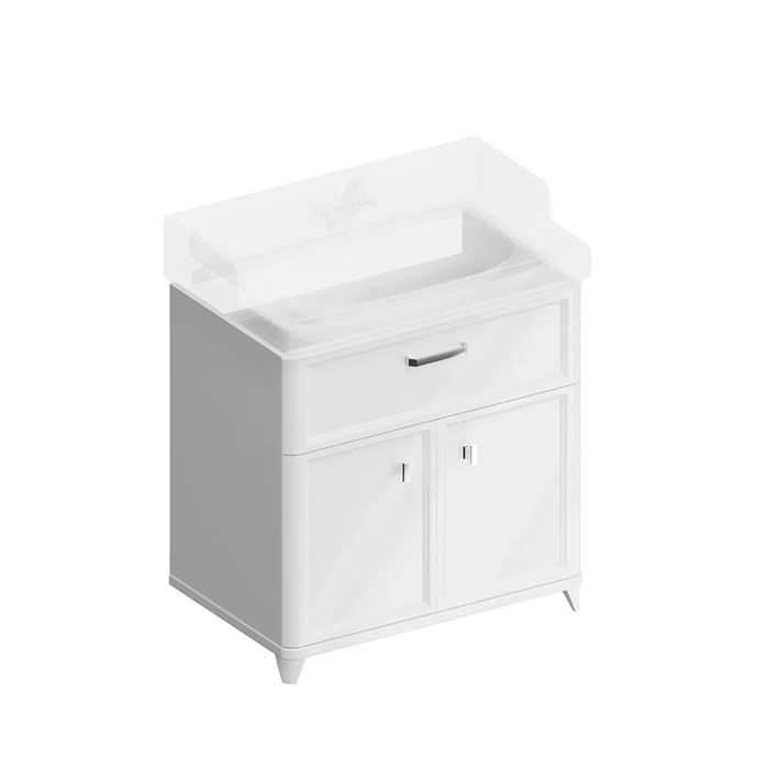 PO.M.80.1/WHT Тумба POMPEI напольная с ящиком и дверцами 80, белая глянцевая - фото 84589