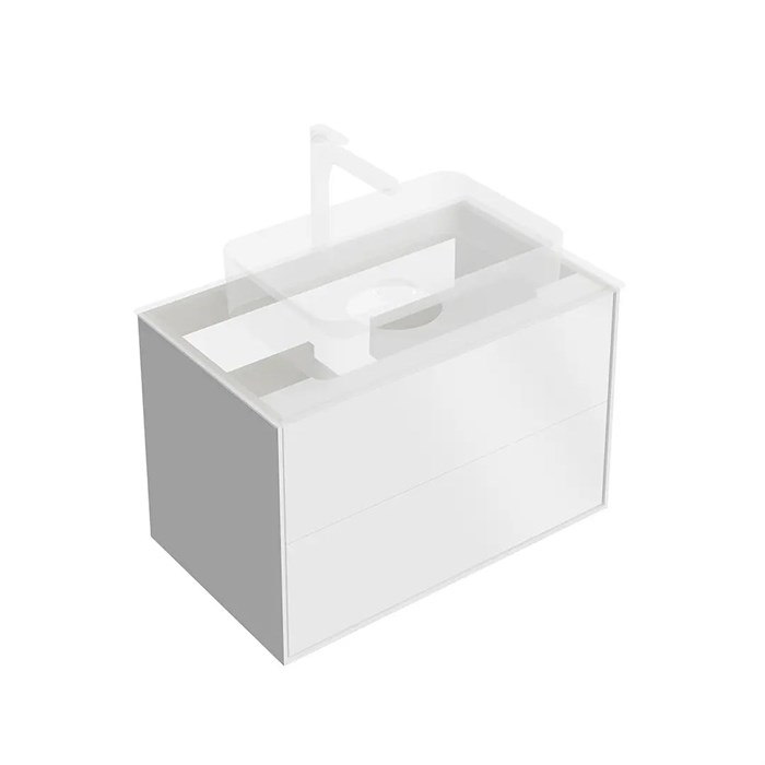 KMPMCb80MWh2 Тумба PLAZA Modern подвесная 80, push, 2 ящика, белая матовая - фото 85510