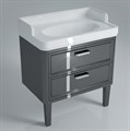 PO.80.2\BLK  Тумба POMPEI под умывальник напольная 80 см, 2 ящика черный - фото 60864
