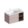 CUB.90.2Lh/MAL.N Тумба CUBO левая подвесная с ящиками 90, мальва матовая- структ.орех - фото 79819
