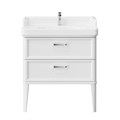 PO.M.80.2/WHT Тумба POMPEI напольная с 2 ящиками 80, белая глянцевая - фото 84574